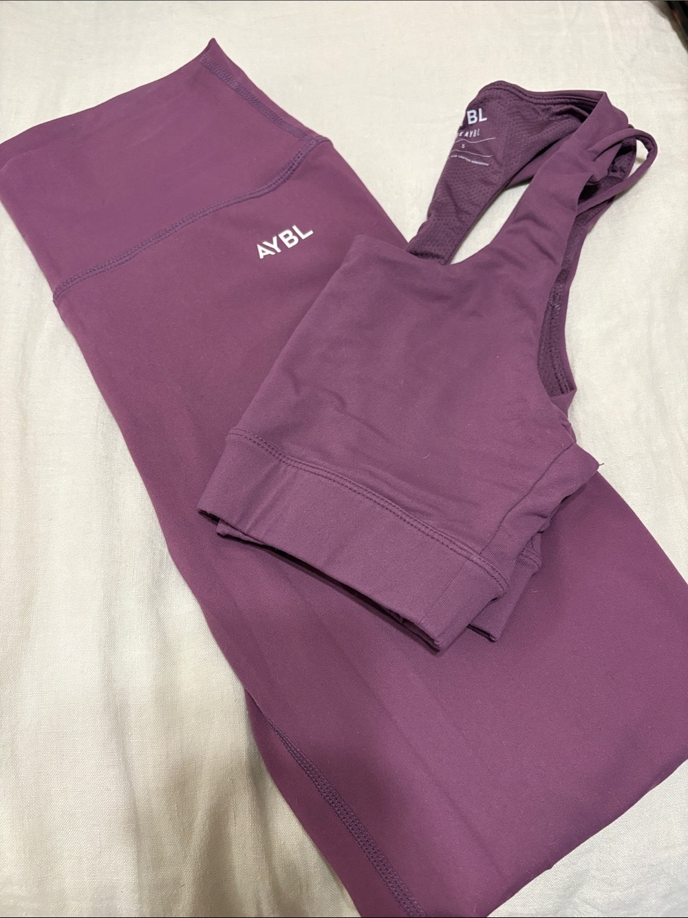 AYBL Deep Plum High-Waist Leggings with Matching Sports Bra